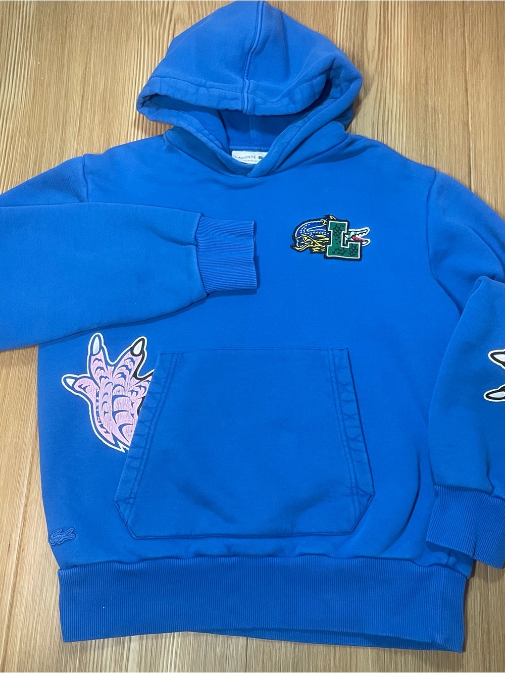 Lacoste Blue Claw Graphic Pullover Hoodie - Women’s Medium / Men’s Small (FR 3)